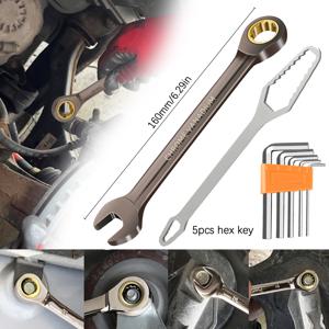 TEMU 7피스 - 도금 래칫 헤드 렌치 세트, 도금 마감, 72톱니 래칫, 크롬 바나듐 강철, 인체공학적 그립, 더블엔드 렌치 1개, 멀티펑션 렌치 1개, 헥스 렌치 5개 포함, DIY 하드웨어 도구, 수공구, 홈 수리 도구, 자동차 수리 도구