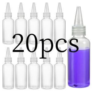 TEMU 20개 세트, 60ml 스퀴즈 팁 병, 분배용 플라스틱 병, 페인트 병, 색상 혼합 및 분배, 빈 에센셜 오일 병