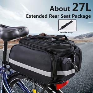 TEMU 27L 자전거 후방 시트 가방, MTB 후방 팩 선반 가방, 산악 자전거 안장 랙 트렁크 가방 (여행용품, 사이클링 장비)