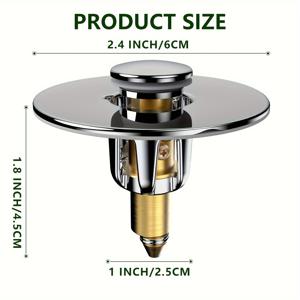 TEMU 세면대 누수 방지 플러그, 세면대 튐 방지, 구리 코어 욕실 싱크 플러그, 누름식 싱크대 배수구, 냄새 방지, 플러그 필터, 범용 추가 장치, 막힘 방지 필터 바구니가 있는 욕조 변환기, 머리카락 수집기