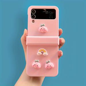 TEMU 삼성 갤럭시 Z 플립4 / Z 플립3 5G 폰 케이스 세트, 하드 보호 커버, 충격 및 낙하 방지, 귀여운 핑크 여성 스타일