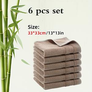 TEMU 대나무 섬유 사각 수건 6개 세트, 부드럽고 흡수성 좋은 속건성 세안/핸드 타월, 편안하고 통기성 좋은 보푸라기 없는 피부 친화적 다용도 행주, 가정, 욕실, 스파, 스포츠, 여행, 주방, 미용실, 반려동물, 호텔용 - 필수 소형 세수건 세트