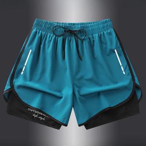 TEMU 남성용 반바지 스포츠 팬츠 러닝 팬츠 헬스 트레이닝 3/4 팬츠 남성용 2-in-1 룩 듀얼 기능 반바지