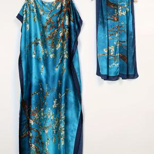 TEMU 1세트 유럽 및 미국 신스타일 프린트 로브와 헤드스카프