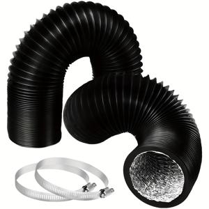 TEMU 1개 3인치 x 16피트 알루미늄 포일 보온 덕트, HVAC 환기 및 팬 시스템용 유연 건조기 배출 호스, 클램프 2개 포함