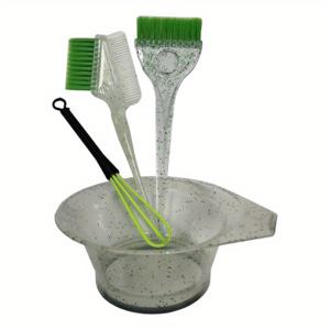 TEMU 완메이 4종 헤어 스타일링 & 염색 세트, 반짝이 헤어 염색 빗, 오일 염색 브러시, 단면 소프트 헤어 투명 진주 염색 브러시, 헤어 염색 믹싱 스틱, 염색 그릇