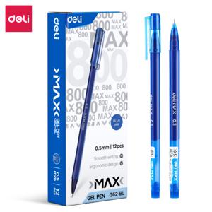 TEMU 델리 12개 블루 젤 펜, 0.5mm 미세한 팁, 가정 및 사무용 튼튼한 필기구, Deli