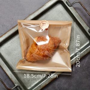 TEMU 크래프트 종이 스티커가 있는 100개 투명 플라스틱 반포장 빵 봉지 - 샌드위치, 페이스트리 및 베이킹에 이상적, 열 밀봉 가능, 일회용 포장