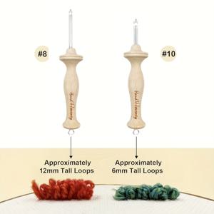 TEMU 2사이즈 또는 7사이즈 완전 세트 목재 손잡이 펀치 니들 러그 훅킹 도구, 옥스포드 오픈사이드 디자인