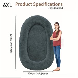 TEMU 인간 강아지 침대, 성인 및 애완동물을 위한 사이즈, 세탁 가능한 초대형 인체 강아지 침대 10 CM 두께의 메모리폼 대형 오버사이즈 강아지 침대 (부드러운 담요 포함)
