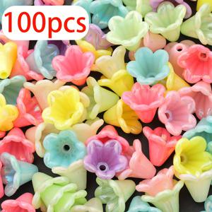 TEMU 100개 생동감 있는 플레어 꽃 스페이서 비즈, 13x10mm - DIY 주얼리 만들기, 팔찌, 목걸이, 귀걸이 등에 완벽함