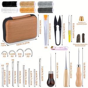 TEMU 1 세트 전문가용 가죽 수리 재봉 키트 - 왁스 처리된 실, 바느질 송곳, 특수 바늘, 가위 및 신발 및 실내 장식 수리용 액세서리가 포함된 완벽한 공예 DIY 세트