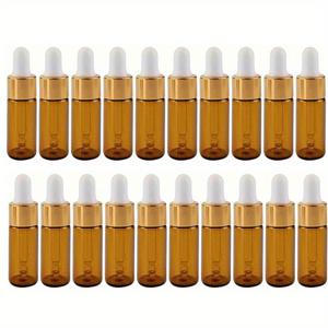 TEMU 20개 미니 필수 오일 드롭 병 - 황금 뚜껑이 있는 빈 유리 비알로 화장품 및 향수 보관 (투명, 1/2/3/5ml) - 실험실 및 가정용으로 이상적입니다. 실험실 보관| 미적 보관| 유리 구조, 필수 오일 보관
