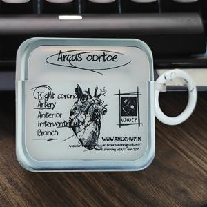 TEMU 에어팟 1/2/4세대 및 새로운 3세대 Pro 2세대 무선 이어폰을 위한 실버 보호 케이스에 적합한 하트 해부학 스케치 디자인