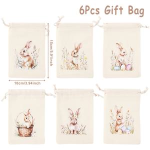 TEMU 6개의 부활절 토끼 리넨 끈 봉투, 집을 위한 행복한 부활절 장식, 봄 테마 파티 장식, 부활절 파티 선물 포장 봉투