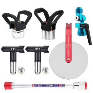 TEMU 스프레이 페인트 액세서리 도구 6개 세트, 워셔 포함 2개의 블랙 노즐 + 2가지 유형의 노즐 시트 + 1세트 파티션 + 1개의 20cm(7.874인치) 연장 막대, 스프레이 페인트 기계 및 스프레이 건 액세서리에 적합