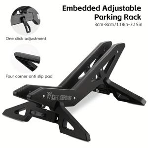TEMU WEST BIKING 1개 조절 가능한 자전거 스탠드 ABS 내장형 산악 자전거 주차대 로드 바이크 MTB 사이클링 지지 자전거 액세서리 로드 및 산악 자전거용 조절 가능한 자전거 스탠드 블랙