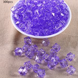 TEMU 프로젝트용 수제 사각 비즈 300개입, 별이 빛나는 하늘 디자인, 홈 데코 및 핸드백에 적합, 10mm 투명 아크릴 비즈로 직조 가능