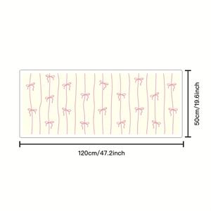 TEMU 1100그램 인조 캐시미어, 귀여운 핑크 리본 침실 침대 옆 러그, 캐주얼 공간용 장식 카펫, 간편한 관리 및 세탁기 사용 가능