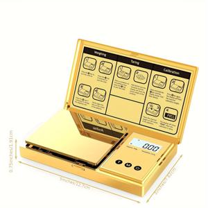 TEMU 200g X 0.01g 주얼리 금화 허브 파우더 디지털 저울 | 럭셔리 골드 디자인 & 쉽게 닦이는 표면 | 타어 기능, G/oz/ct 단위, 자동 꺼짐 | 여행/가정용 컴팩트 & 휴대용 (1개 저울)