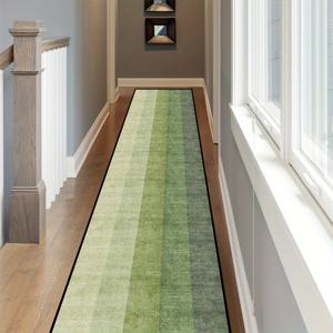 TEMU 1개, 그라데이션 그린 디자인의 골든 벨벳 트랙 매트, 가볍고 부드러운 질감, 실내외 사용 가능, 식당, 침실, 주방, 거실, 복도 및 발코니에 적합한 긴 스트립 지역 매트