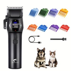 TEMU 4단 속도 조절 가능한 전문가용 애완동물 전기 클리퍼, 강력한 저소음, 2600mAh 대용량 배터리, 고양이와 개 및 기타 반려동물에 적합한 내구성 있는 날카로운 칼날