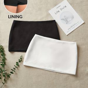 TEMU 세련된 여성용 투톤 미니 스커트 투피스 세트, 간편하고 스타일리시한 캐주얼 단색