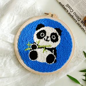 TEMU 1 세트 판다 동물 패턴 펀치 니들 키트 초보자용 후프 펀치 니들 스타터 공예 자수 세트, 성인용 공예로 쉬움, 7.87*7.87인치