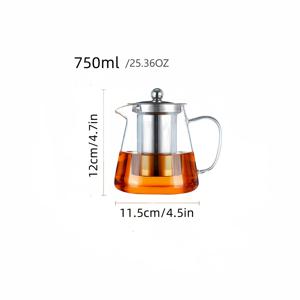 TEMU 1PS 고강도 보로실리케이트 스테인리스 티 인퓨저, 분리가능한 꽃차/커피/주스/우유용 스틸러 - 전자레인지 및 가스레인지 사용 가능