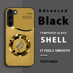 TEMU 휴대폰 케이스 - 골든 드래곤 헤드가 돋보이는 세련된 휴대폰 케이스, 강화 유리 재질, S22, S23 및 A 시리즈 등 다양한 삼성 갤럭시 모델과 호환