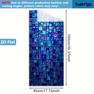 TEMU 1개 블루 패턴 디자인 2D 창문 필름, PVC 정전기 흡착식 창문 필름, 45x100cm, 홈아트 장식, 탈부착 가능, 재사용 가능, 프라이버시 보호, 접착제 없음, 욕실, 주방, 사무실 장식용