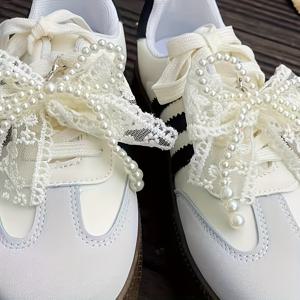 TEMU 2개 세트 우아한 레이스와 리본 신발 클립 - 하이힐과 스니커즈에 완벽한 스타일리시 액세서리, 어떤 옷에도 매력 더하기 | 패셔너블 신발 장식품 | 섬세한 디자인