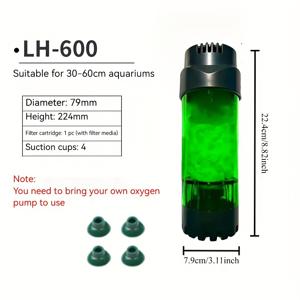 TEMU 대형 초저소음 어항 여과 시스템 (에어 스톤 포함) - 담수 및 해수용 수중 스펀지 필터, PVC 재질, 37.85-151.42 L 어항에 적합, 배터리 없음