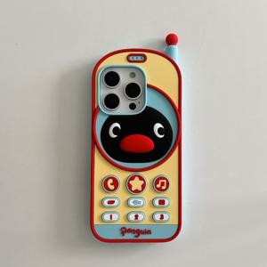 TEMU 펭귄 모바일 폰 케이스, 실리콘으로 제작된 업그레이드 버전, 아이폰 12/13/14/15/16 Max/Plus에 적합, 보호를 위한 창의적인 버튼 디자인 및 귀여운 일본 요소가 포함되어 있습니다.