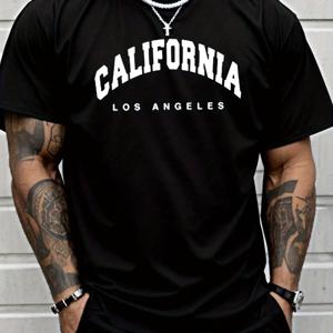 TEMU 남성 레터링 프린트 라운드넥 패션 반팔 티셔츠, 편안하고 다용도, 여름과 봄에 적합, 편안한 핏 티셔츠, 선물로 이상적