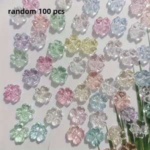 TEMU 100개 랜덤 색상 패턴, 투명, 피어싱 없음, 뒷면 평평한 수지 액세서리, 핸드메이드 DIY 주얼리 재료, 팔찌, 목걸이, 휴대폰 고리, 자동차 장식, 장식품용