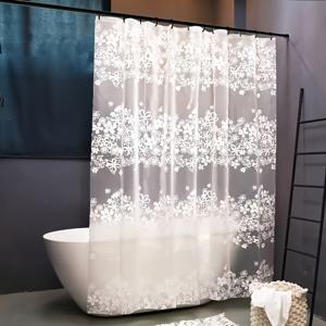 TEMU 1개 화이트 만다라 샤워 커튼 (6-12개 후크 포함), Peva 소재, 식물 패턴 커튼, 간편한 세척, 사계절 욕실 장식, 가정용, 아일렛 상단, 욕실에 적합, 사생활 보호, 빠른 건조 및 세탁 가능, 차광, 샤워