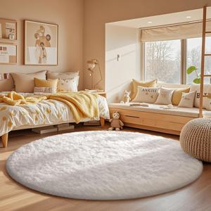 TEMU 1개, 스타일리시한 핑크색 원형 푹신한 긴털 고운털 벨벳 러그, 거실 소파 및 커피 테이블용 북유럽풍 고운털 벨벳 러그, 침실용 귀여운 침대 옆 담요. 침실, 거실, 전체 바닥 매트, 플러시, 다다미 매트, 베이 윈도우 러그, 침대 밑 방 카펫에 적합. 홈 데코 미학.