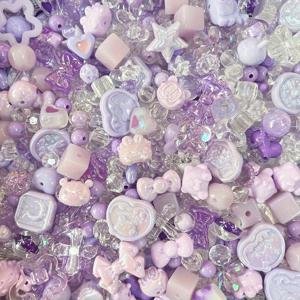 TEMU 100g 혼합 핸드메이드 DIY 생기발랄한 퍼플 시리즈 비즈 목걸이 키트 폰 체인 재료 세트, 고급스러운 자수정 톤 액세서리, 밴드 포함, 휴대폰 체인 제작 소재, 팔찌·키체인 펜던트 등에 적합한 보석류 및 주얼리 만들기, 럭셔리 디자인, 공예용 액세서리 패션 선물