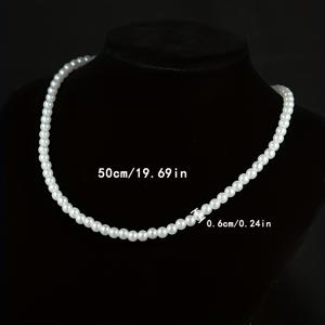 TEMU 유럽 및 미국 힙합 스트리트 패션, 파티 의상용 인조 목걸이, 남녀 공용 밝은 흰색 초커, 데일리룩으로 적합