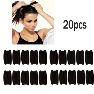 TEMU 여성을 위한 우아한 블랙 헤어 고무줄 20개 세트 - 두껍고 심리스하며 미끄럼 방지, 내구성 좋고 부드럽고 편안한 포니테일 홀더, 모든 헤어 타입에 적합한 클래식 컬러 헤어 액세서리