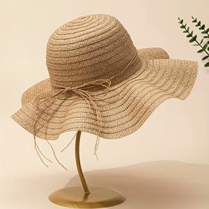 TEMU 1 순수한 컬러 종이 빨대 썬햇, 접이식 휴대용 넓은 챙 그늘 모자