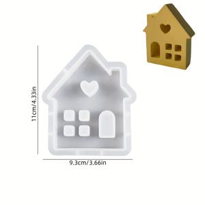 TEMU 클레이 미니 집 실리콘 몰드 시멘트 하트 굴뚝 가정용 캔들 만들기 몰드 DIY 콘크리트 건축 예술 수공예품 몰드 집 장식용 몰드