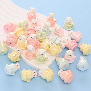 TEMU 26X30mm 레진 비즈 5개 - 곡선 없는 직선 구멍이 있는 곰돌이 모양 장식 비즈, 폰 체인 및 비즈 펜 공예용