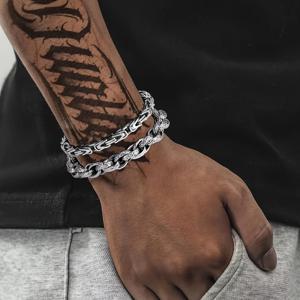 TEMU 2개 세트 304 스테인리스 스틸 남성 팔찌 - 헤비 메탈 - 고품질 - 실버 스택 가능 남성 팔찌 - 페이퍼클립 쿠바 링크 팔찌 세트 - 변색 없는 남성 주얼리 - 친구, 아버지 선물 - 할로윈 선물 - 크리스마스 선물