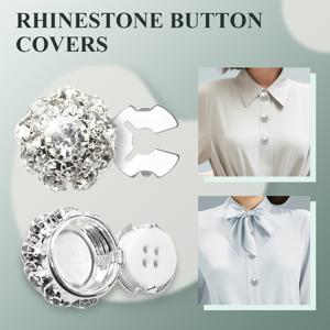 TEMU 여성용 라인스톤 버튼 커버, 탈부착 클립형 버튼 커버, 의류용 화려한 버튼, 드레스 수트 턱셔츠 액세서리용 플라이어 프레스 버튼 스냅, 납색