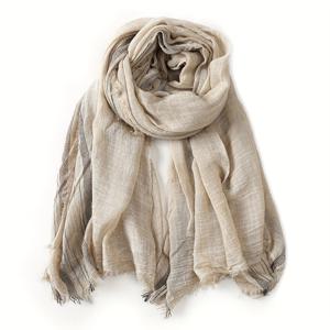 TEMU 남녀 공용 소프트 빈티지 스타일 롱 스카프, 캐주얼한 가을-겨울 디자인과 독특한 염색 효과가 특징입니다.