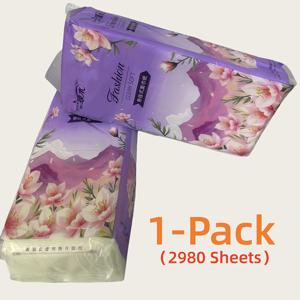 TEMU 1팩, 대용량 4중 두꺼운 엠보싱 냅킨 2980매 - 아름다운 플로럴 디자인 포장, 주방, 욕실, 가정, 여행, 사무실 및 기숙사에서 사용하기에 흡수력이 뛰어나고 튼튼함, 기숙사 필수품