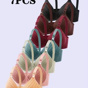 TEMU 여성을 위한 7개 세트 가슴 처짐 방지 브라, 언더와이어 없이 가슴을 올리고 집어넣는 디자인으로, 일상복으로 적합