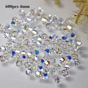 TEMU 300개/600개/901개 비즈 & 비즈 모음 신상 인조 AB 비즈 무지개빛 4mm 축제 오스트리아 유리 비즈, 주얼리 추가용